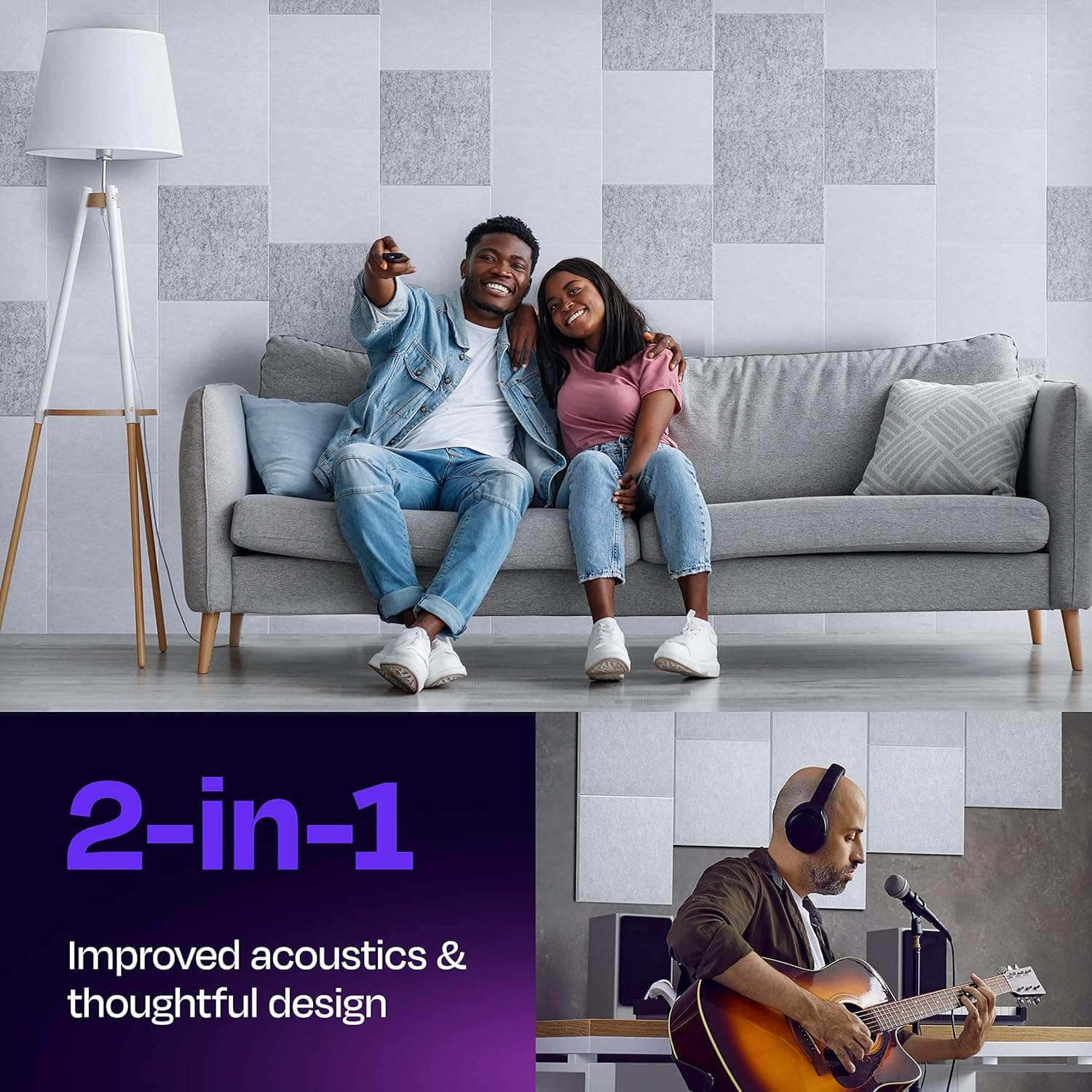 Ekkogo Acoustic Panels 12-Pack Soundproof Wall Panels 12"X12"X0.4" Sound Panels High Density Sound Dampening Panels - [White - Image 3