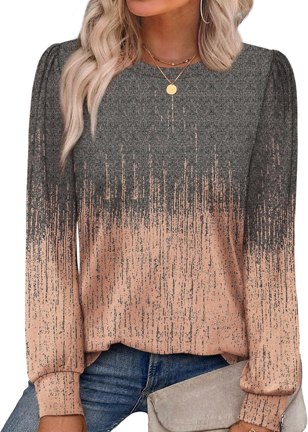 Alaroo Womens Long Sleeve Shirts 2025 Fall Tunic Tops Crewneck Blouses Print Print 08 X-Large - Image 2