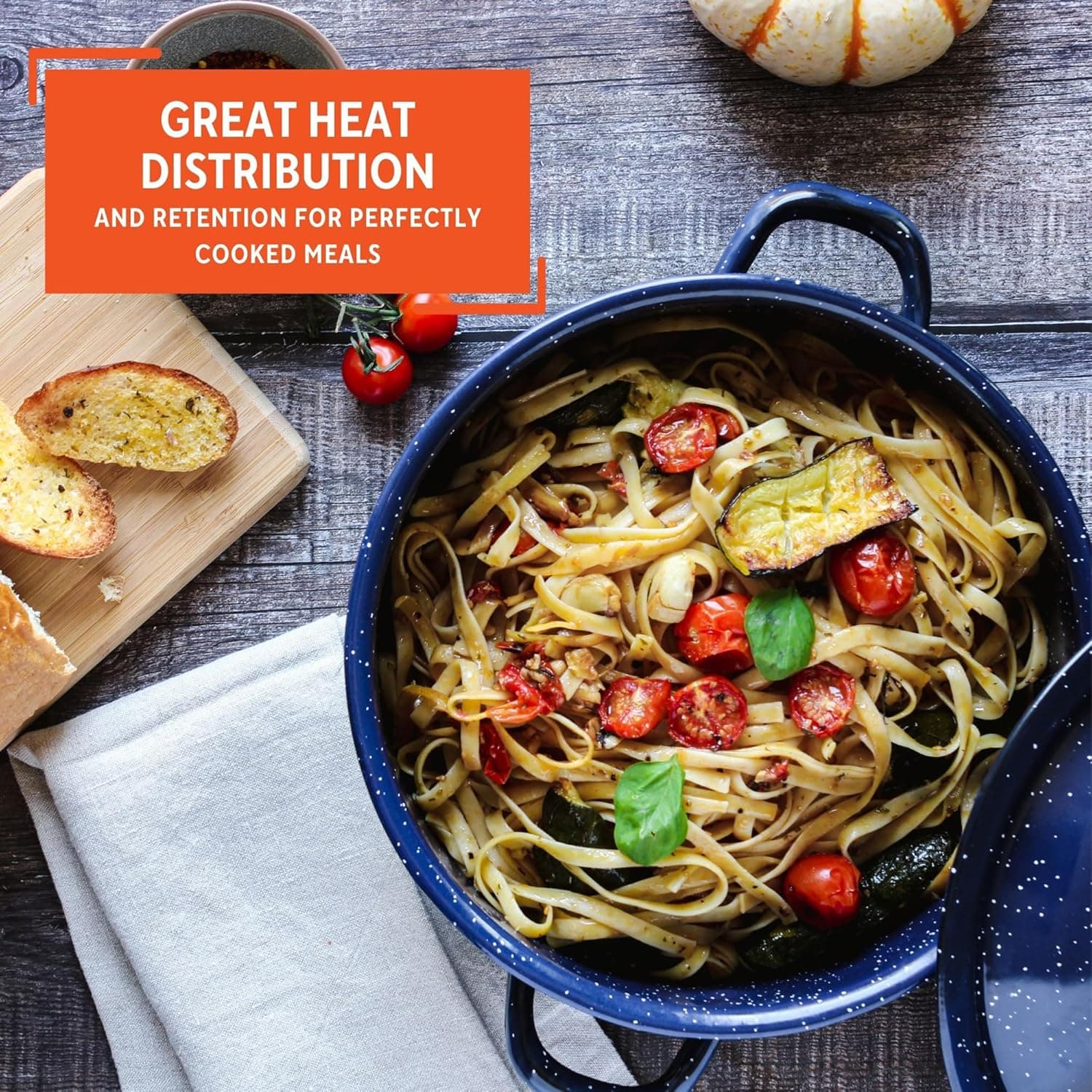 IMUSA 6Qt Blue Speckled Enamel Stock Pot with Lid, Traditional Mexican Enamel Cookware for Everyday Cooking and Kitchen Use 6 Quarts Stock Pot - Image 6