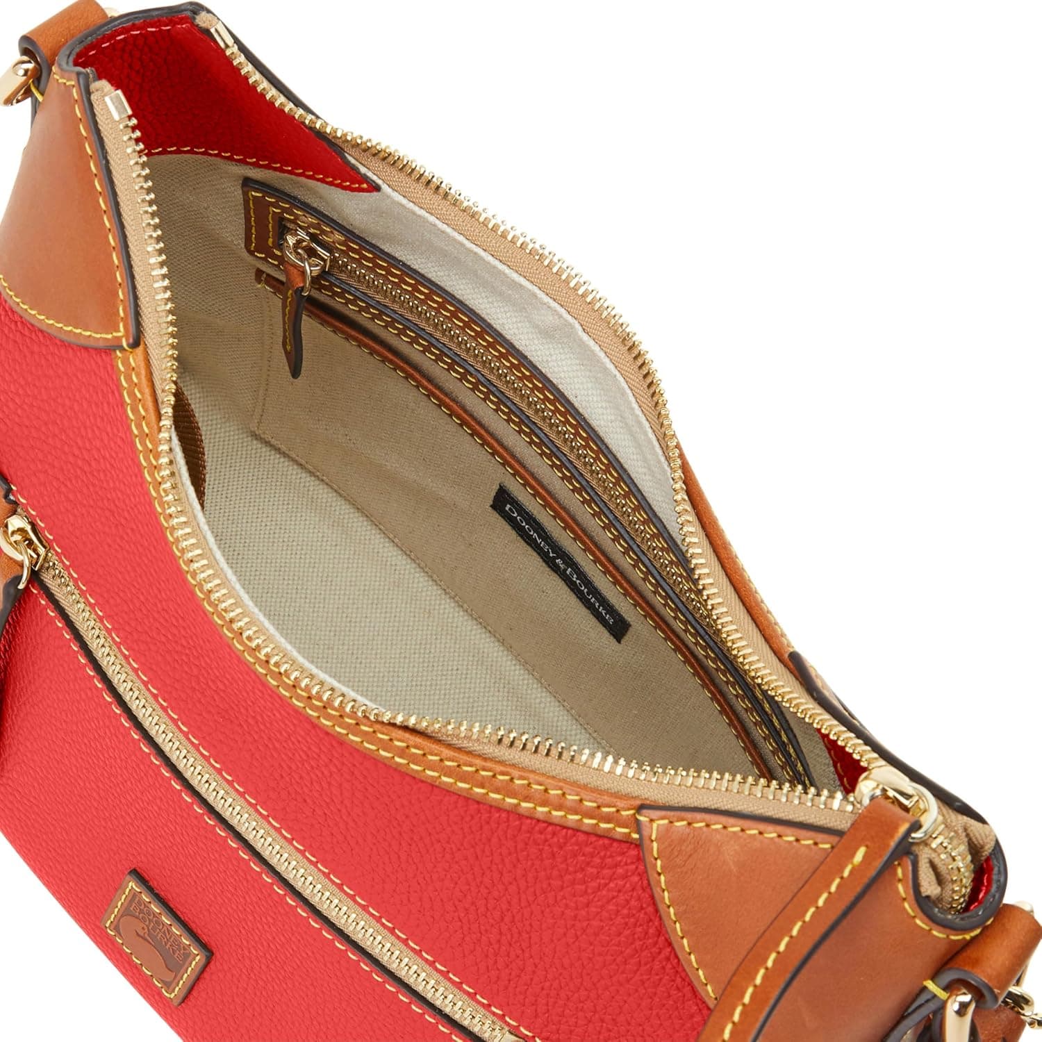 Dooney & Bourke Shoulder Bags for Women, Pebble Grain Leather Hobo Bag with Charms Red - Image 4