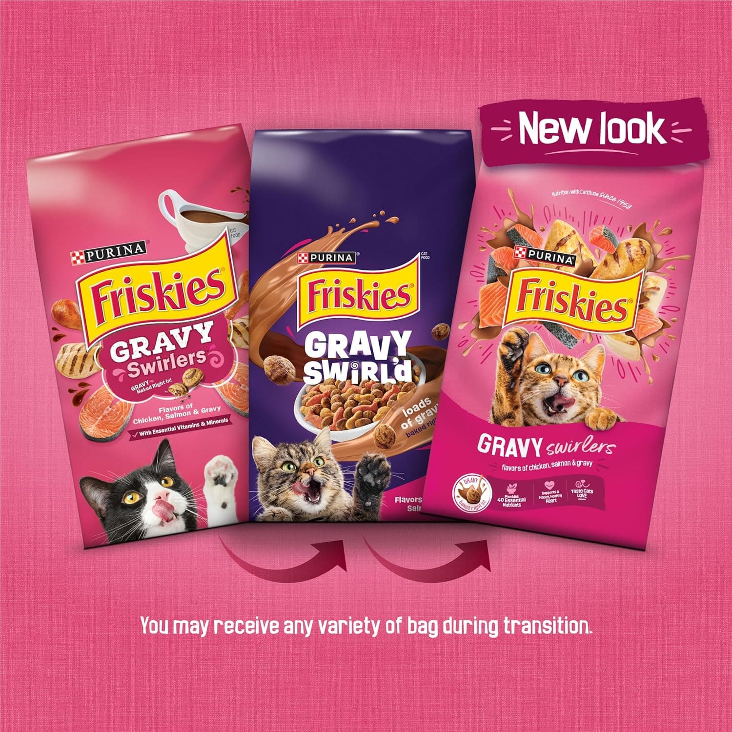 Purina Friskies Gravy Swirlers With Flavors of Chicken, Salmon and Gravy Dry Cat Food - 3.15 lb. Bag 3.15 Pound (Pack of 1) - Image 3