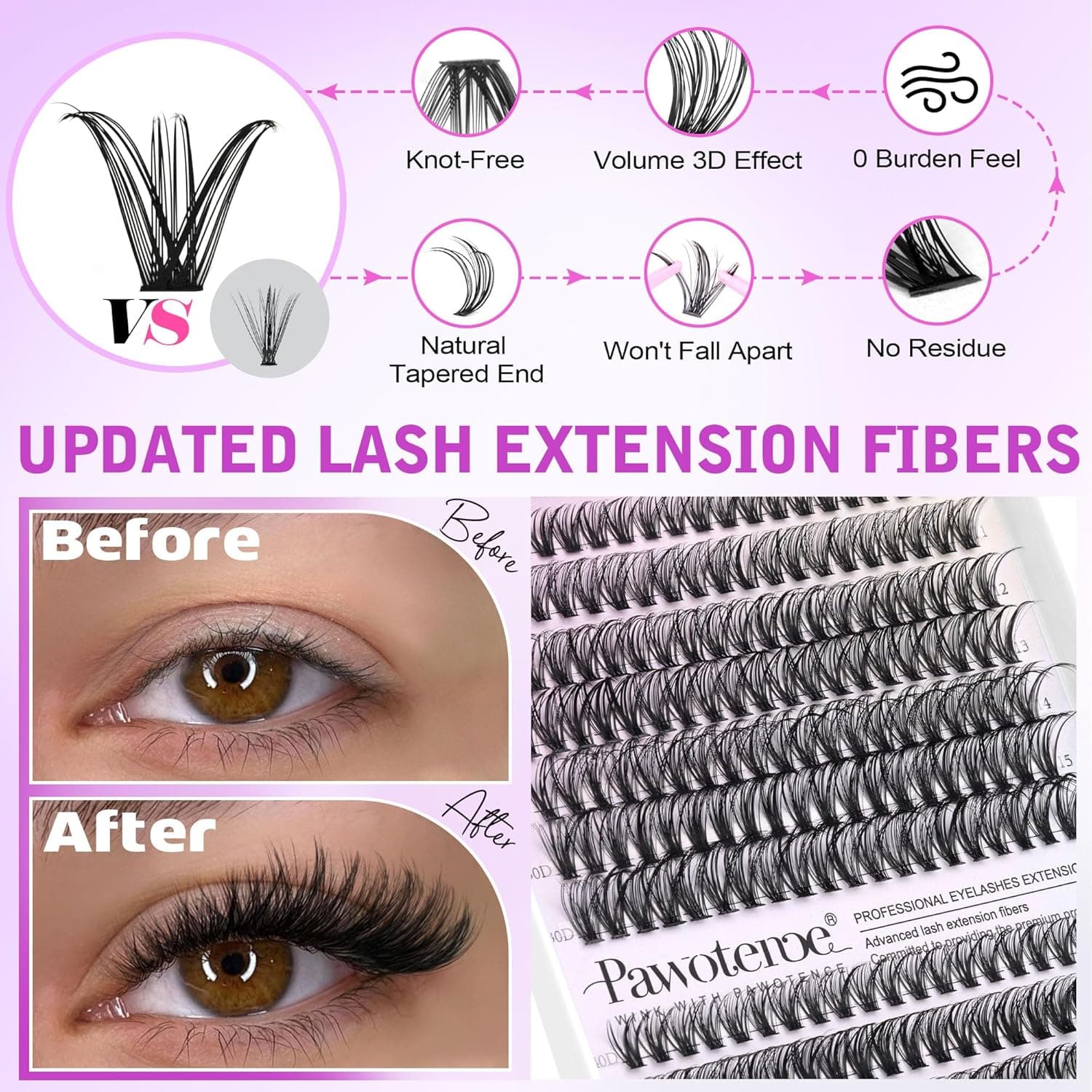 Pawotence Lash Extension Kit DIY 280pcs Lash Clusters Eyelash Extension Kit, 9-16mm 30D 40D Individual Lashes Kit with Lash Bond and Seal, Lash Tweezers for Self Use (30D&40D, 0.07D, 9-16mm, Kit) 30D&40D KIT - Image 5