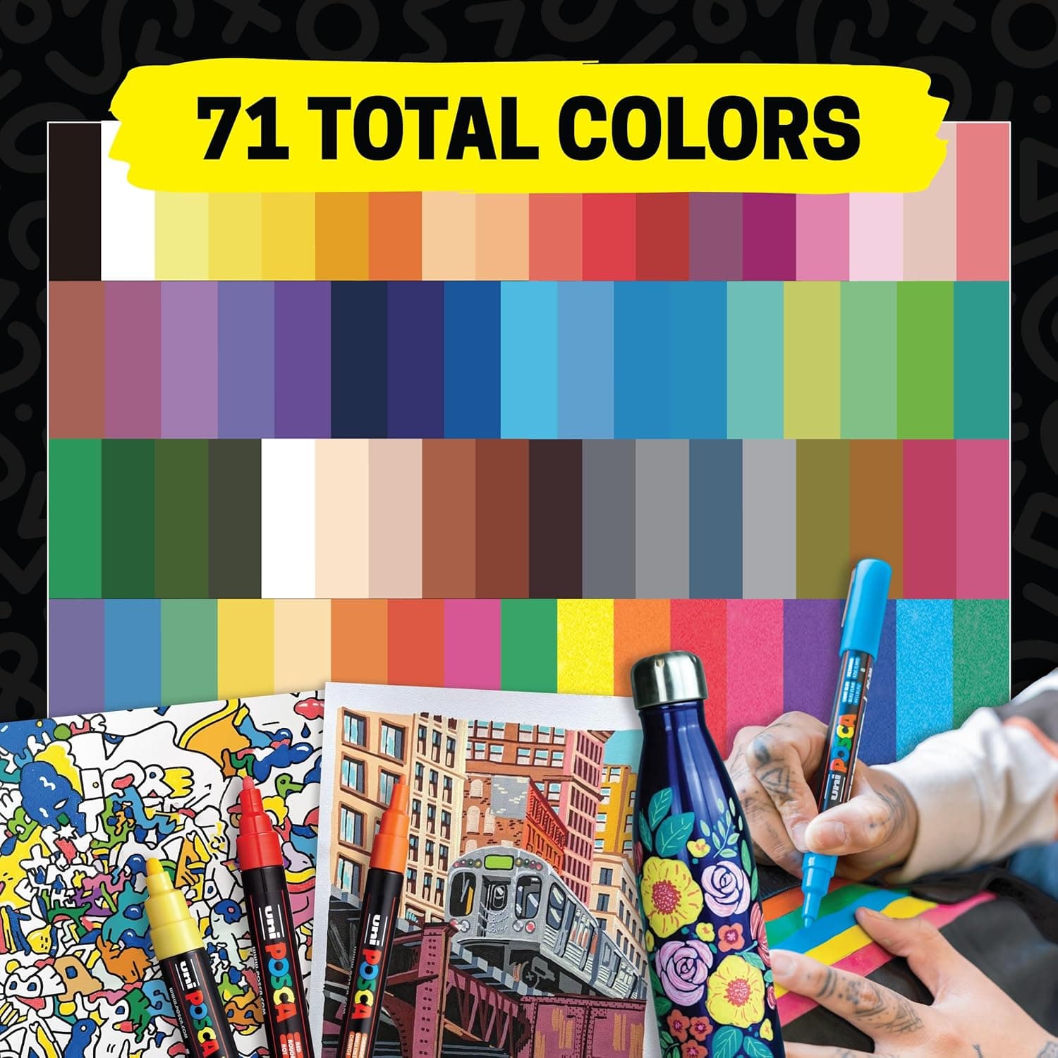 Posca Paint Art Markers, Set of 15 5M Medium Acrylic Markers with Reversible Tips, Artist Recommended Paint Pens for Gifts, Decorations, Fabric, Metal, Windows, Wood and Canvas Assorted Assorted - Image 8