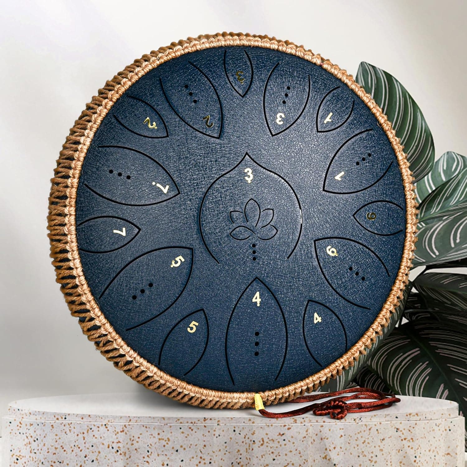Steel Tongue Drum 13 Inches 15 Notes, Hand Pan Drums for Adults 440hz, C Major Handpan Musical Instrument with Song Book, Mallets and Carry Bag, Navy Blue Navy Blue 13Inch-Lotus - Image 5