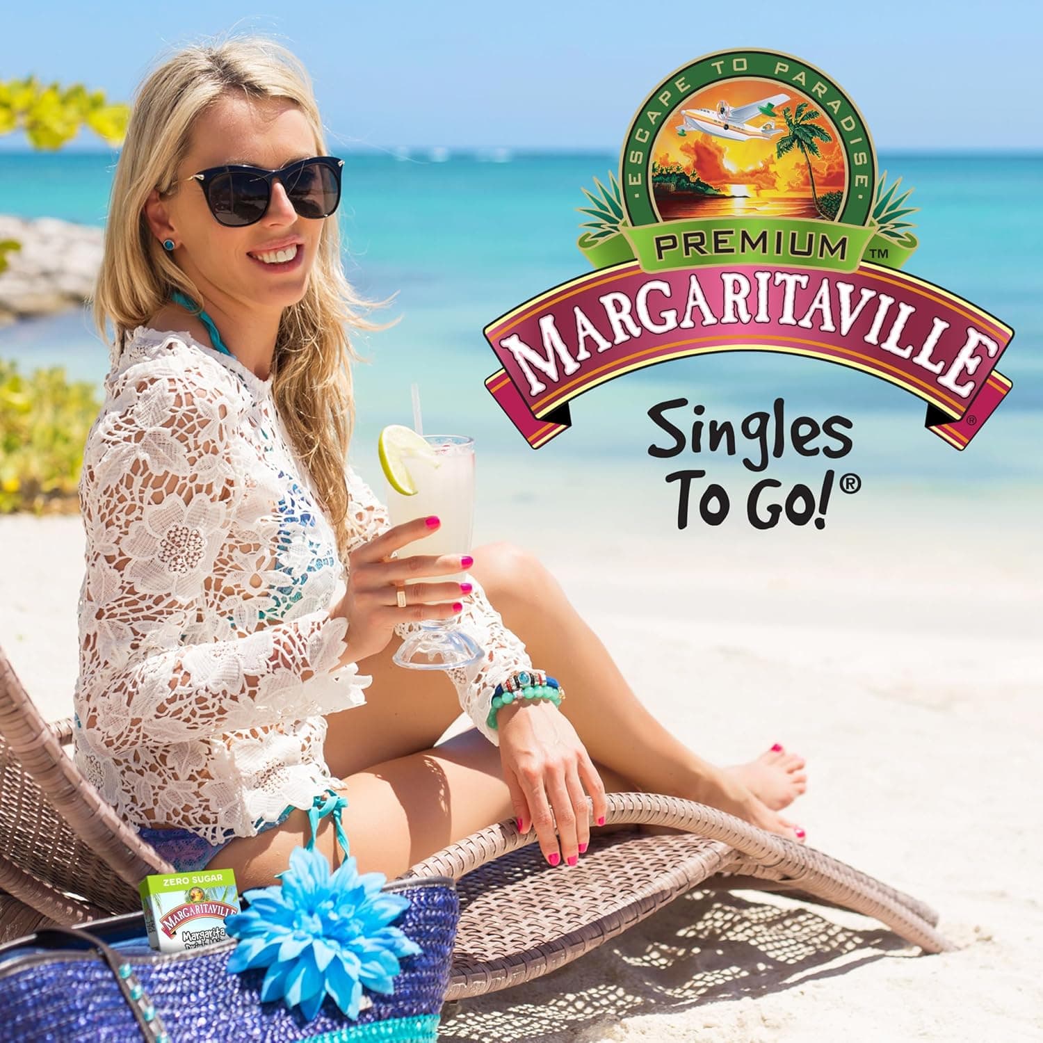 SINGLES TO GO! Margaritaville Water Drink Mix, Variety Pack, Includes 4 Flavors: Caribbean Fruit Punch, Pina Colada, Strawberry Daiquiri, And Margarita,1 Box (40 Single Servings) - Image 6