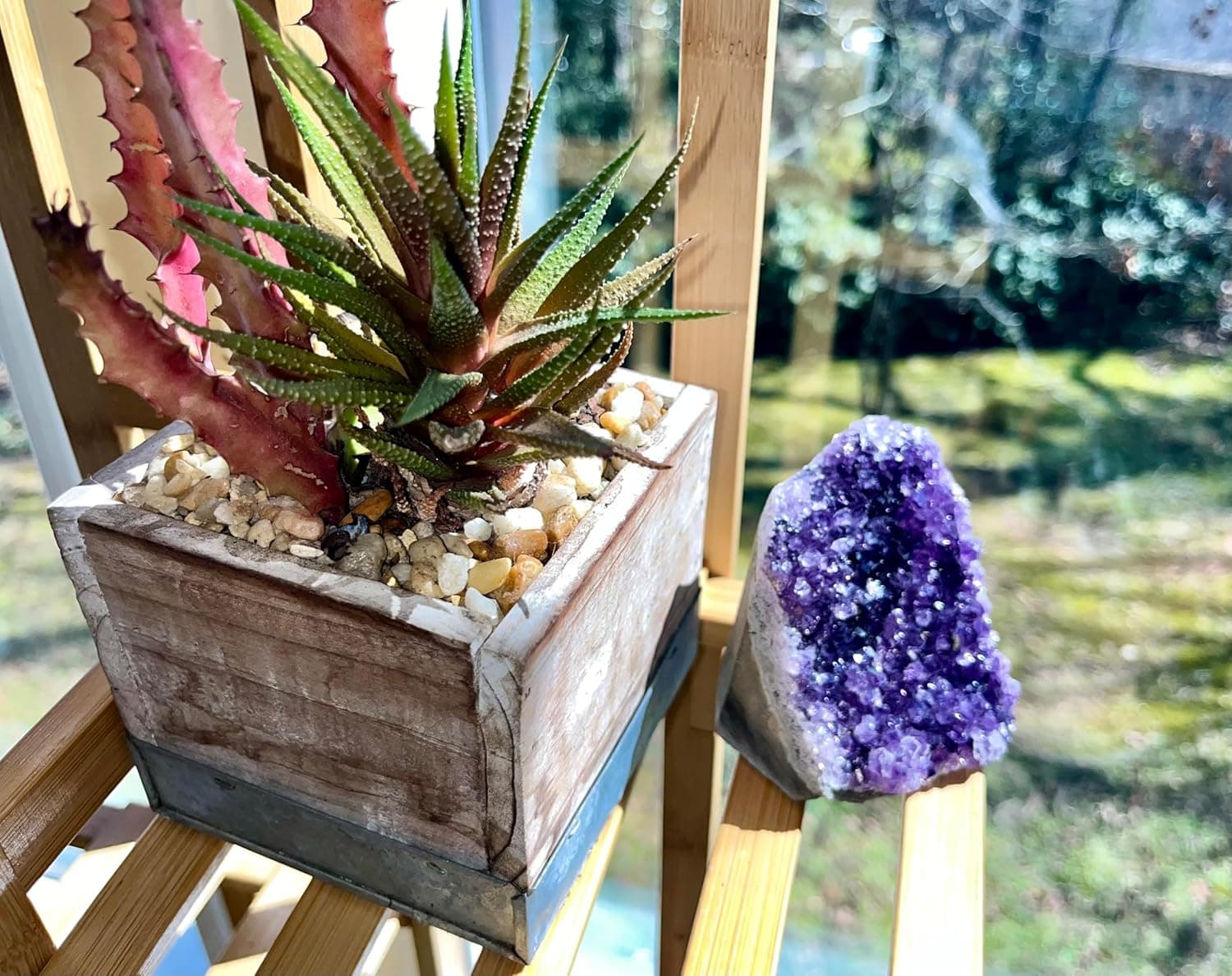 SUPERIOR Amethyst Crystal Rock Cluster [3/4 to 1 lbs] - Natural Edge, Flat Bottom, Healing & Calming Unique Amethyst Purple Geode Stone - Ideal Purple Decoration - Free Selenite Wand .75 lbs - 1 lbs - Image 4