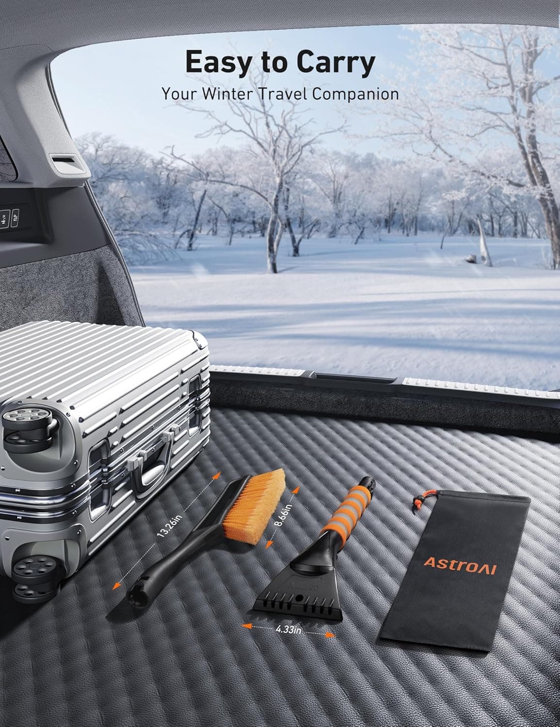 AstroAI 2 Pack 27" Snow Brush and Ice Scrapers for Car Windshield, Detachable Snow Scrapers with Ergonomic Foam Grip for Cars, Trucks, SUVs (Heavy Duty ABS, PVC Brush, Orange) - Image 6