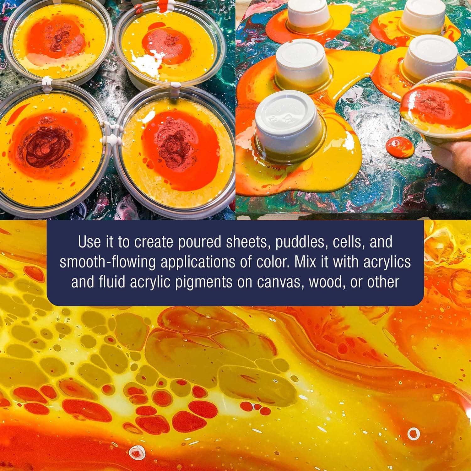 U.S. Art Supply Professional Gloss Pouring Medium 32oz (Quart) - Improves Paint Flow & Cell Effects Creator, Viscosity Adjuster for Art Acrylic Painting 32 Fl Oz (Pack of 1) - Image 5