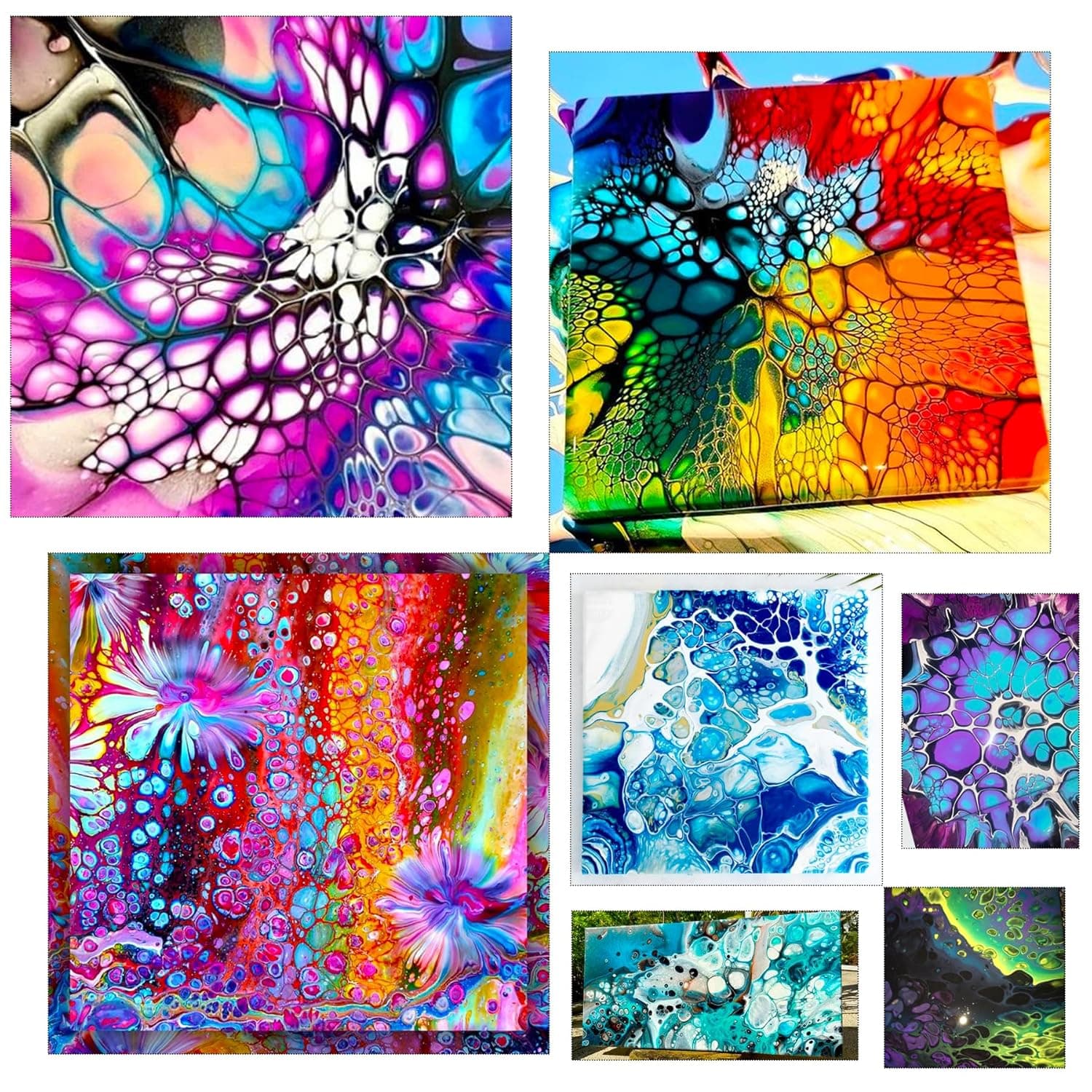 Silicone Pouring Oil - 7 Ounce 100% Silicone Acrylic Pouring Oil for Dramatic Cell Creation, Acrylic Paint Pour - Silicone Oil for Medium Compatible with Painting Acrylic, Watercolor, Cell Activator - Image 7