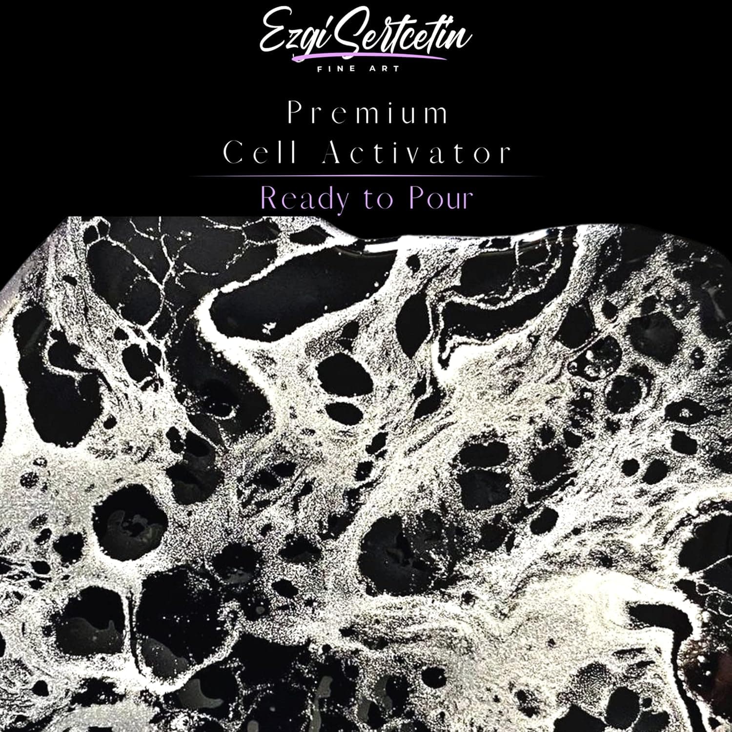 Premium Cell Activator | Ready to Pour | Create Perfect and Unique Cells in Your Painting Works | 4oz by Volume | by Ezgi Sertcetin (Metallic Como Charcoal) - Image 3