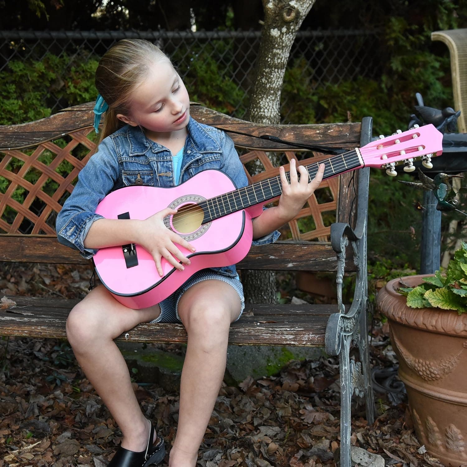 30" Wood Classical Guitar with Case and Accessories for Kids/Girls/Boys/Beginners (Pink) Right Pink - Image 5