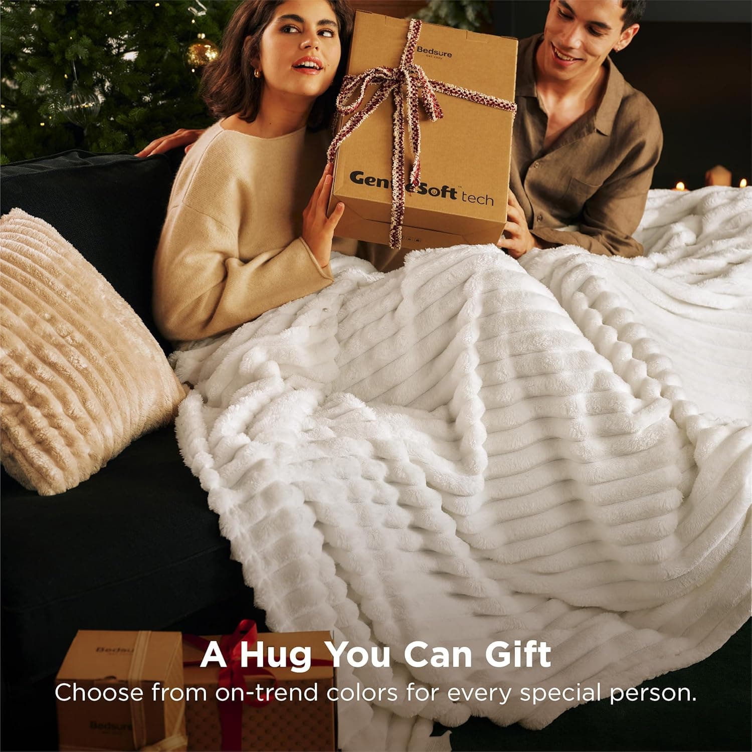 Bedsure GentleSoft White Throw Blanket for Couch - Cozy Blanket for Women, Cute Fleece Throw for Girls, Christmas Birthday Gifts for Women Men Teen, Room Home Boho Decor, Off White, 50x60 Inches Off White Throw (50" x 60") - Image 6