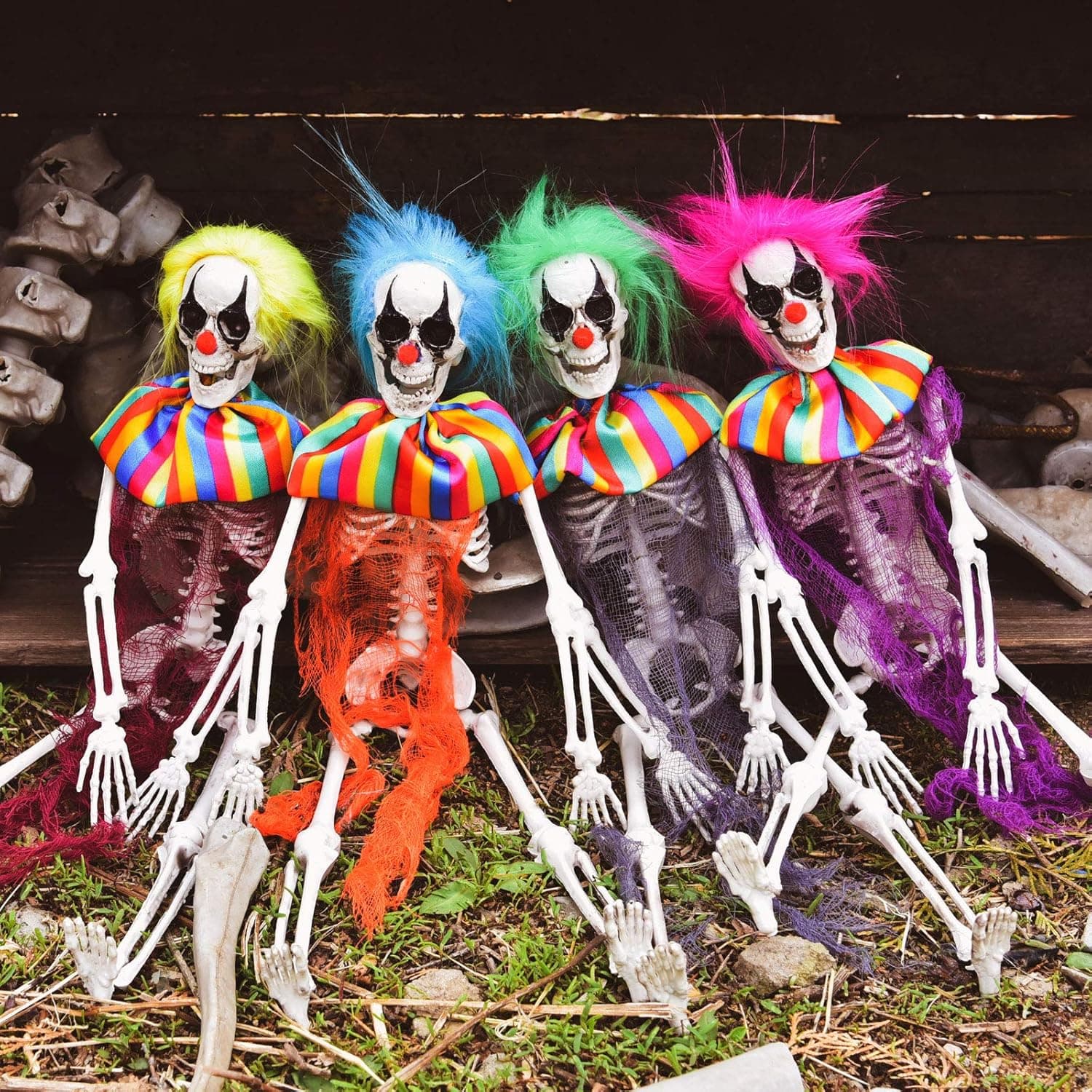 FUN LITTLE TOYS 4 Pack Halloween Decorations - Outdoor/Indoor Clown Yard Patio House Decor for Haunted House Props - Image 2