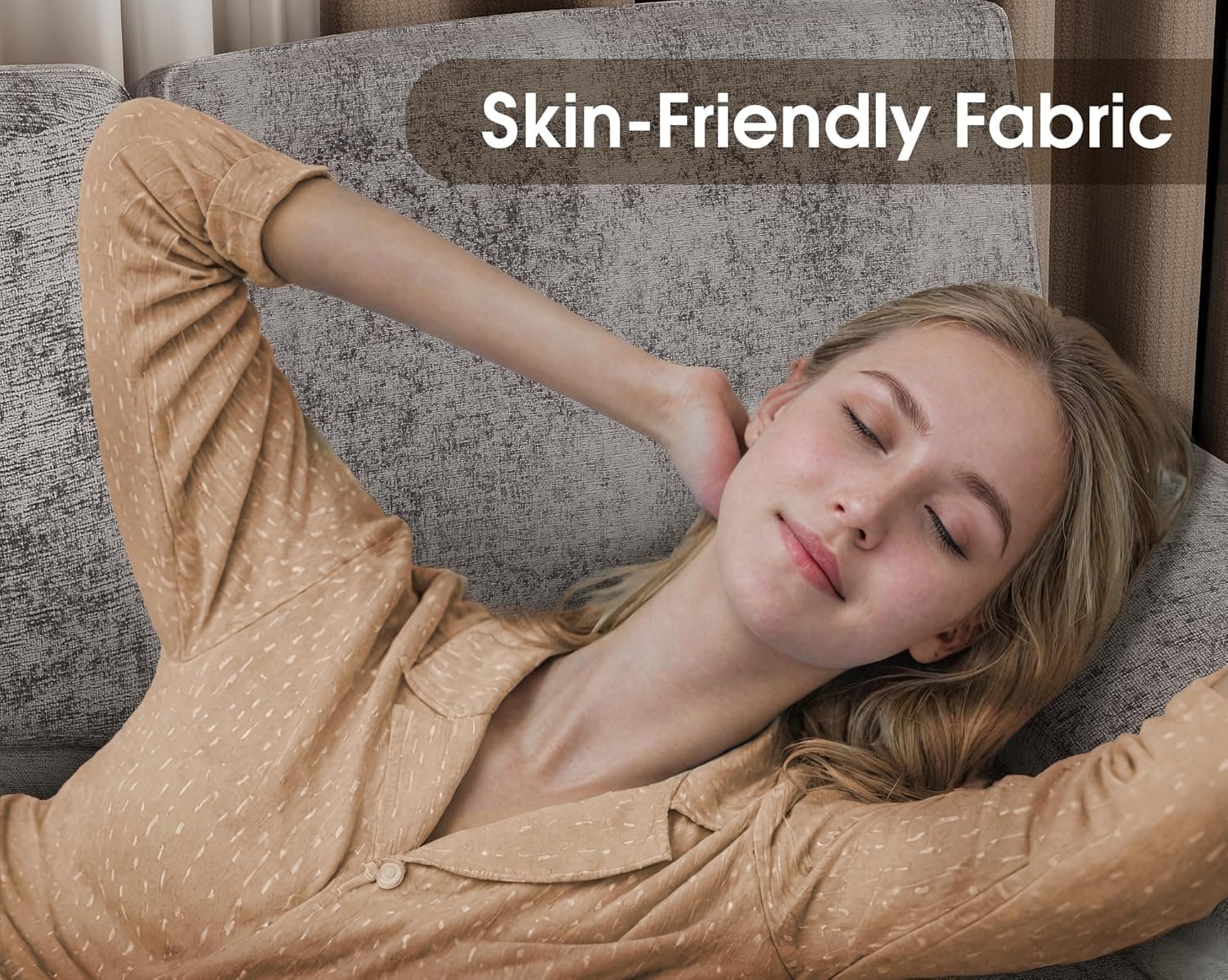 Furmax Sectional Couches for Living Room, U-Shaped Sofa Couch with Linen Fabric, 4 Seat Sofa Set with Double Chaise for Apartment (Fabric, Grey) Grey Fabric - Image 4