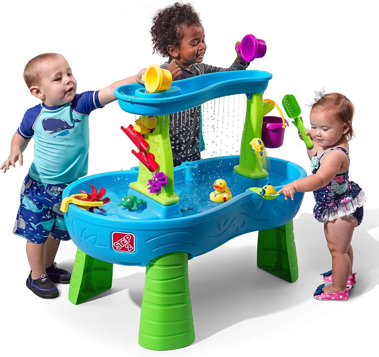 Step2 Rain Showers Splash Pond Water Table, Kids Water and Sand Activity Sensory Playset, Summer Outdoor Toys, 13 Piece Water Toy Accessories, For Toddlers 1.5+ Years Old, Blue & Green - Image 5