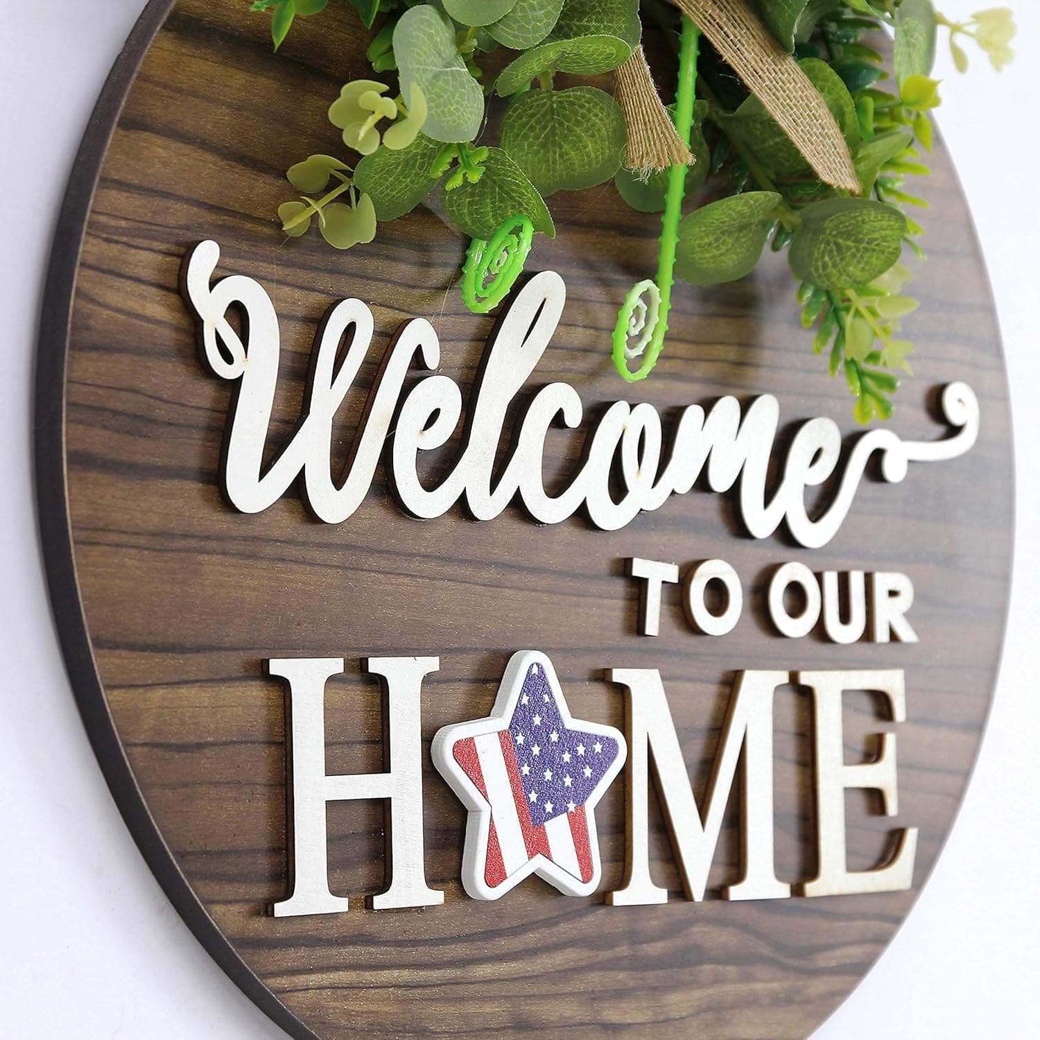 Interchangeable Seasonal Welcome Sign Front Door Decoration, Rustic Round Wood Wreaths Wall Hanging Outdoor, Farmhouse, Porch, for Spring Summer Fall All Seasons Holiday Halloween Christmas. 01blown 12 Inch - Image 5