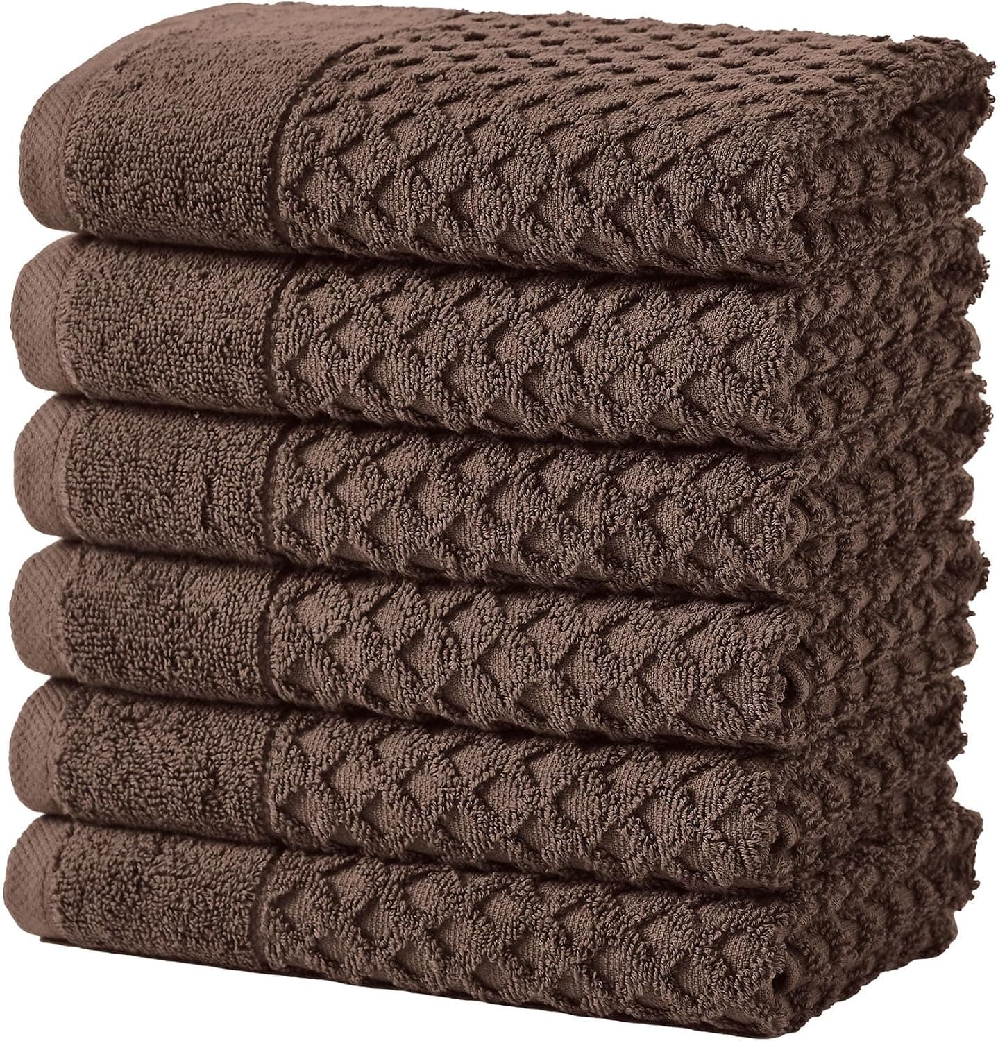 Dark brown terry cloth towels for hair and skin