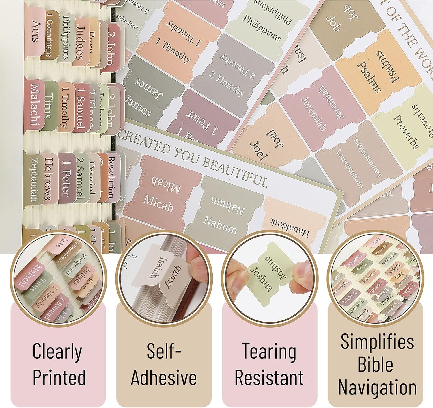 Mr. Pen- Bible Tabs, 75 Boho Theme Laminated Tabs for Women and Men, Study Bible Index, Book Labels - Image 6