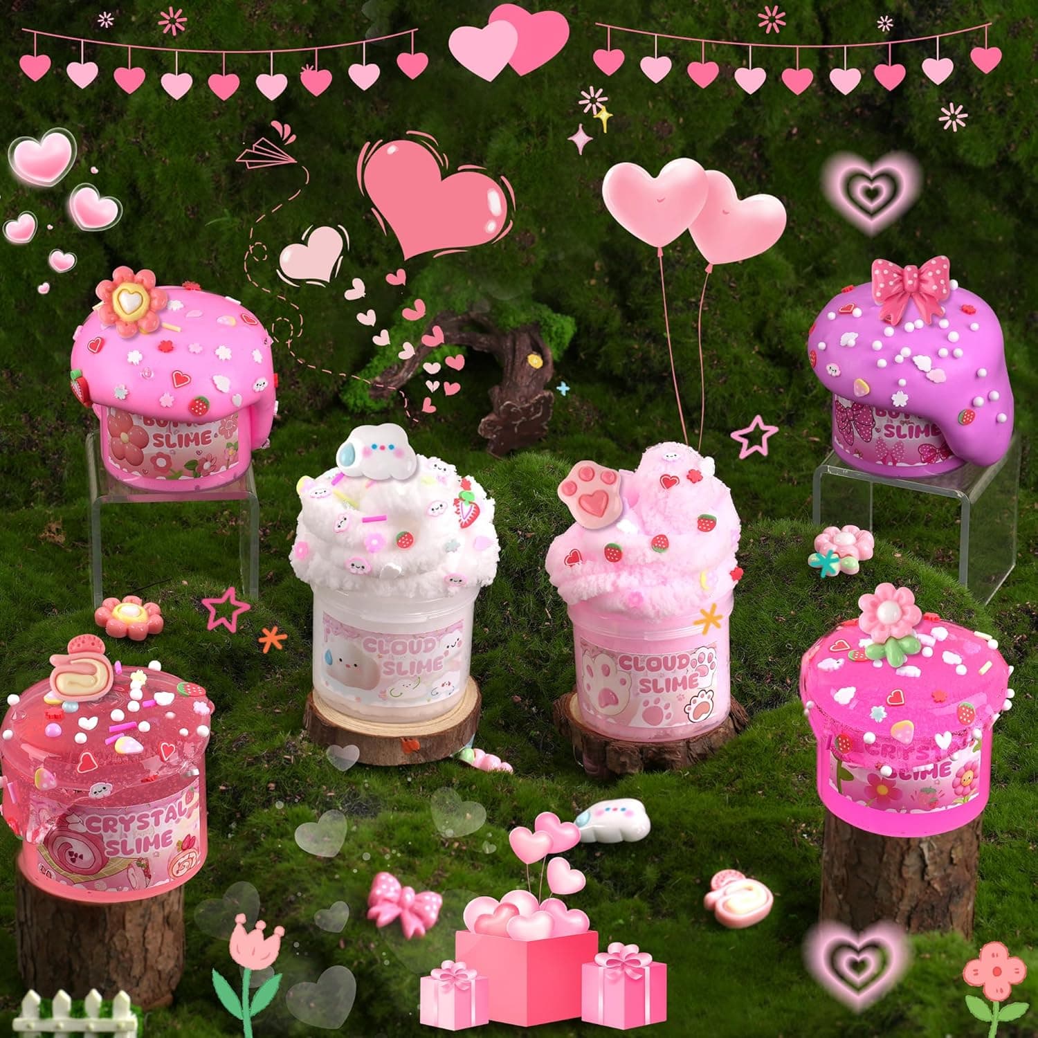 6 Pack Slimes, Pink Slime Kids, Cloud Slime kit for Girls Ages 8-12, Toys for Girls and Boys, for Kids Slime Set Party kit Goodie Bag Stuffers, 4 5 6 7 8 9 10 Year Old Girl Birthday Gift Cute Stuff Picnic - Image 6