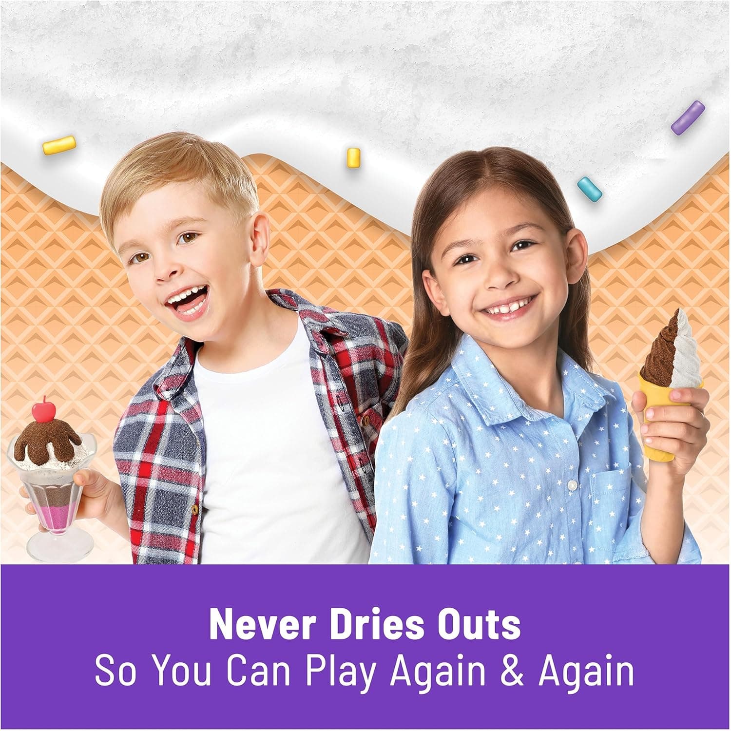 Kinetic Sand Scents, Ice Cream Treats Playset with 3 Colors Scented Play Sand & 6 Tools, Sensory Toys, Holiday Gifts & Stocking Stuffers for Kids Ages 3 and up Ice Cream Playset - Image 7