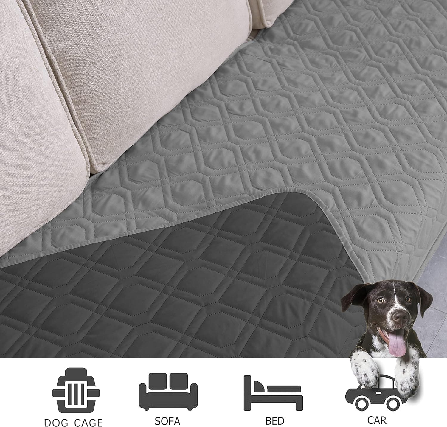 Ameritex Waterproof Dog Bed Cover Pet Blanket for Furniture Bed Couch Sofa Reversible 30x70 Inch (Pack of 1) Grey+dark Grey - Image 4
