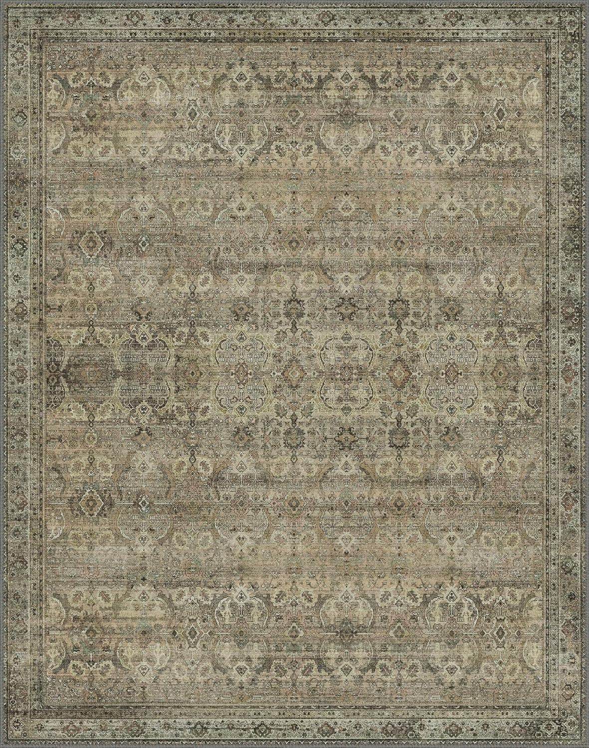 8x10 Area Rug Machine Washable Boho Rug for Living Room,Ultra-Thin Low Pile Carpet,Lightweight Indoor Printed Rug,Non Slip Floral Area Rug for Bedroom, Dining Room, Home Office,Sage Sage 8' x 10' (Rectangular) - Image 9