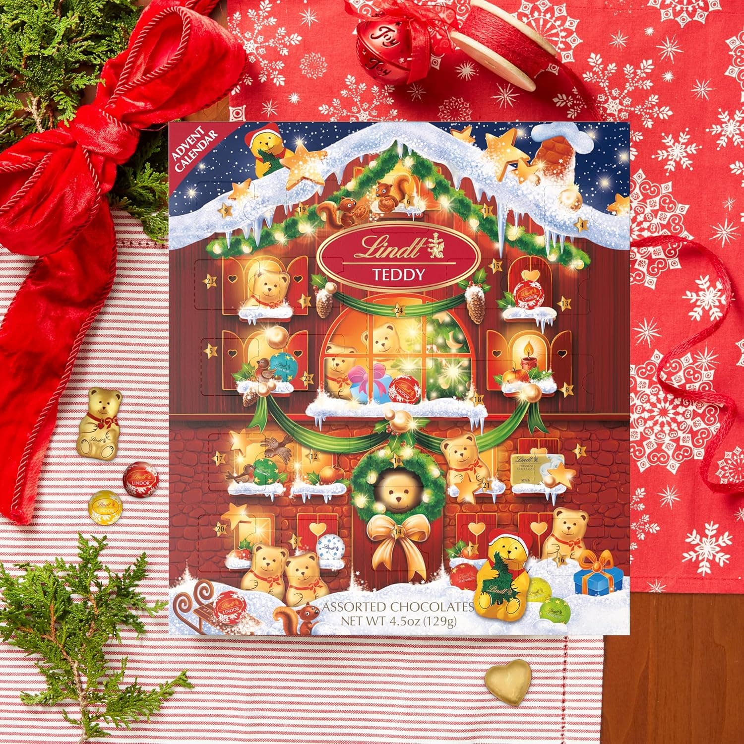 Lindt Holiday Teddy Bear Chocolate Candy Advent Calendar, 4.5 oz. Chocolate 4.5 Ounce - Image 8