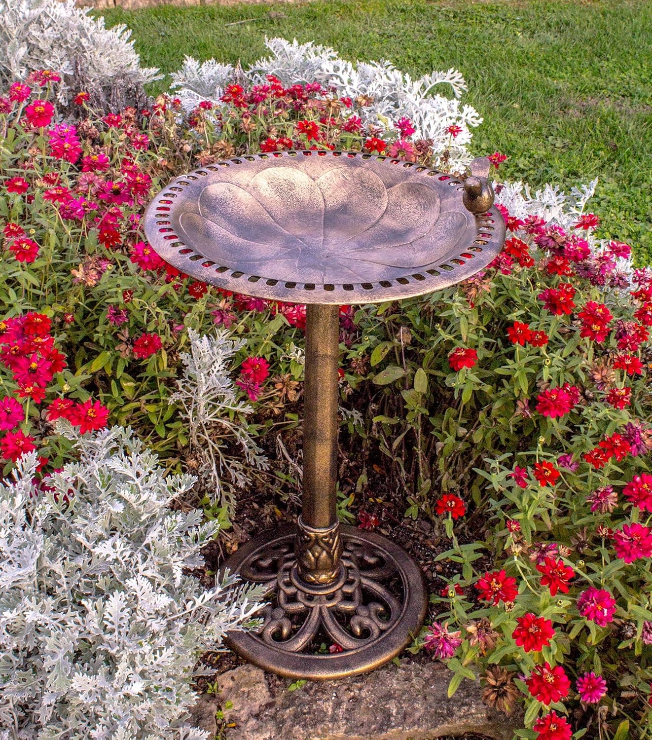 BACKYARD EXPRESSIONS PATIO · HOME · GARDEN 912449-WB Outdoor Garden Bird Bath- Bronze- Weather Resistant Polyresin-30 Inch-Backyard Expressions Bronze 2023 Model - Image 4