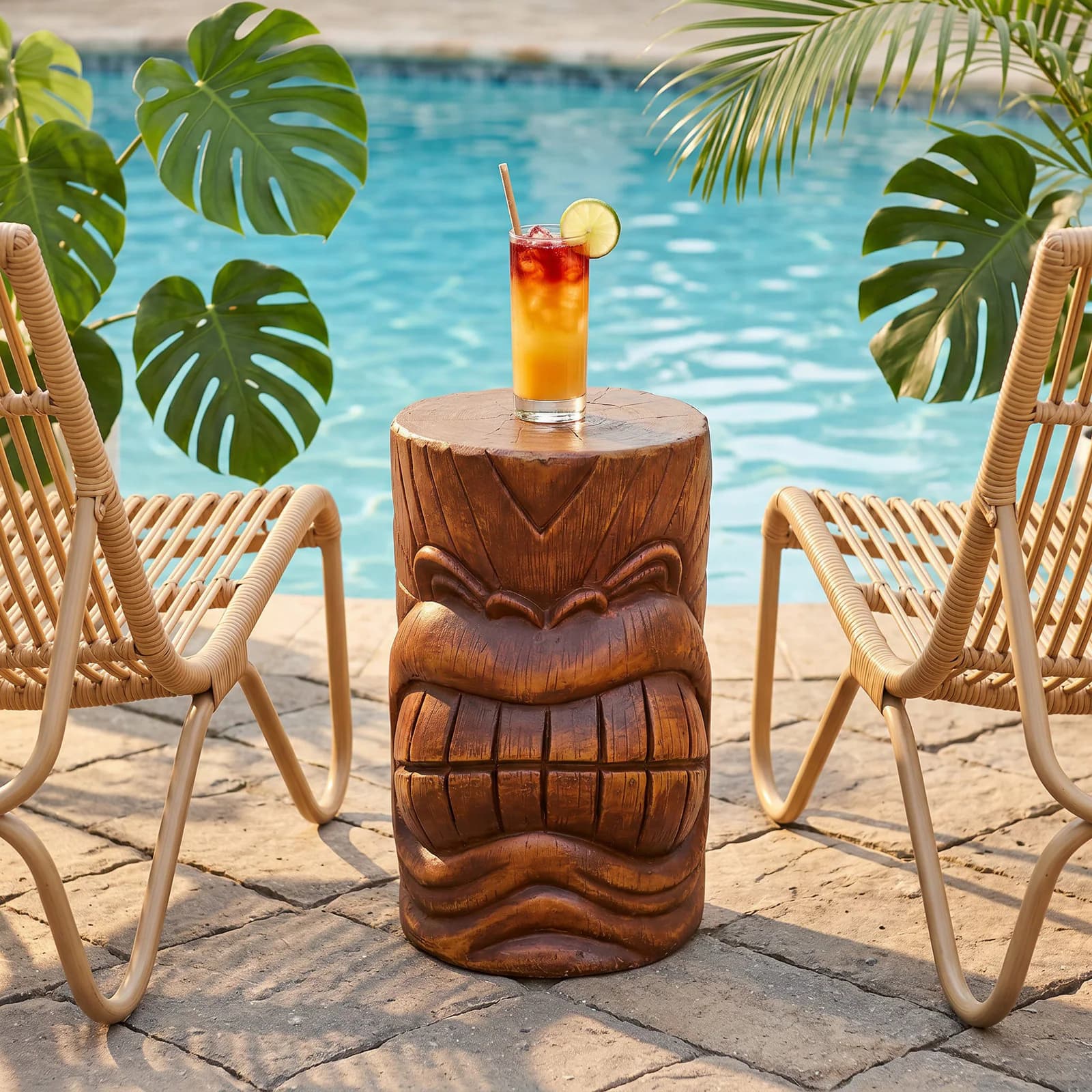 SunJet Garden Statue Tiki Face Fibre Reinforced Concrete Design for Everyday Home Garden Patio Yard Decorative Styling one_size | DP5-SJ10353-DXC