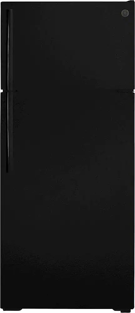 GE - 17.5 Cu. Ft. Top-Freezer Refrigerator with Interior LED Lighting - Black