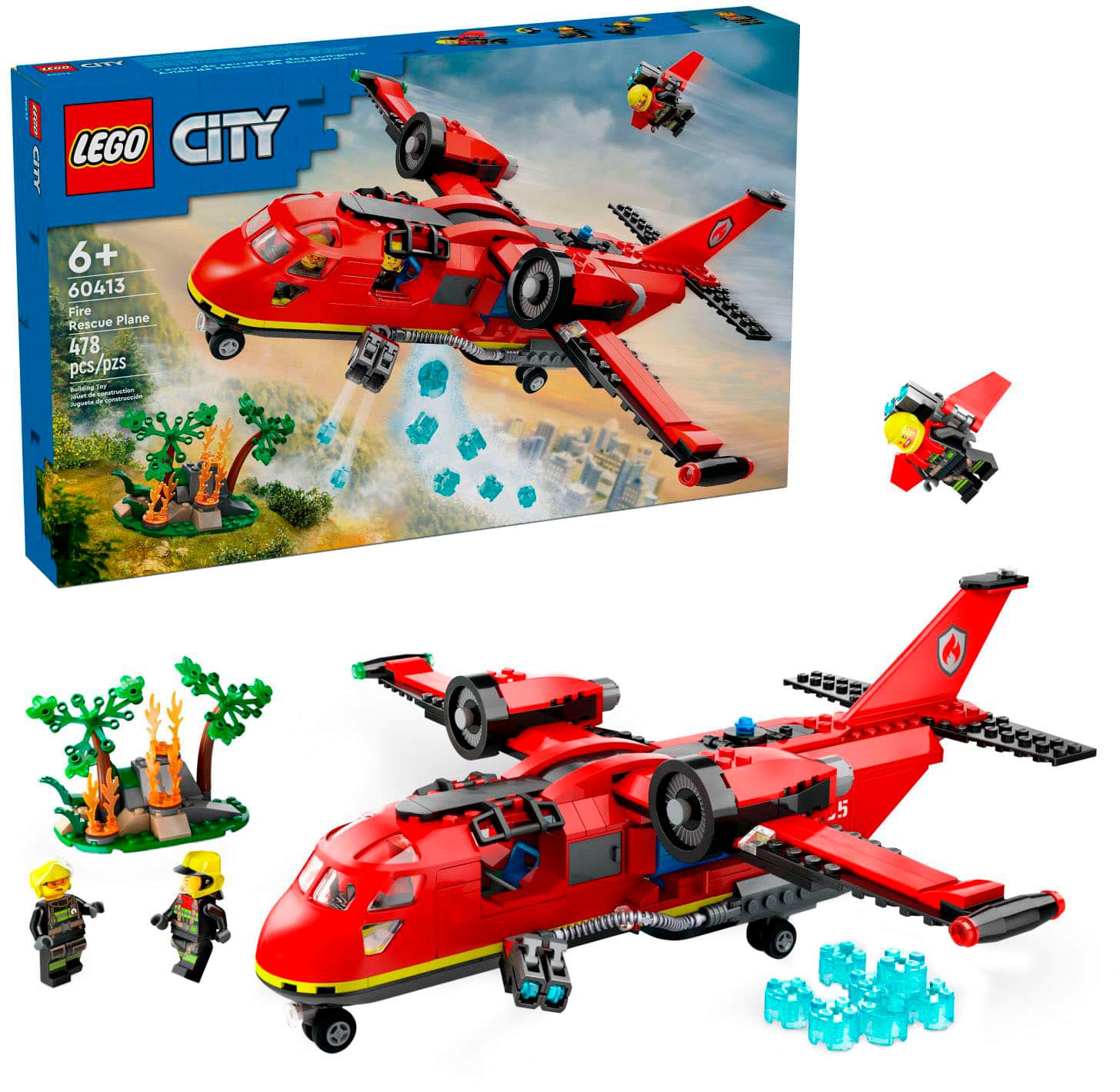 LEGO - City Fire Rescue Plane Toy for Kids Set 60413