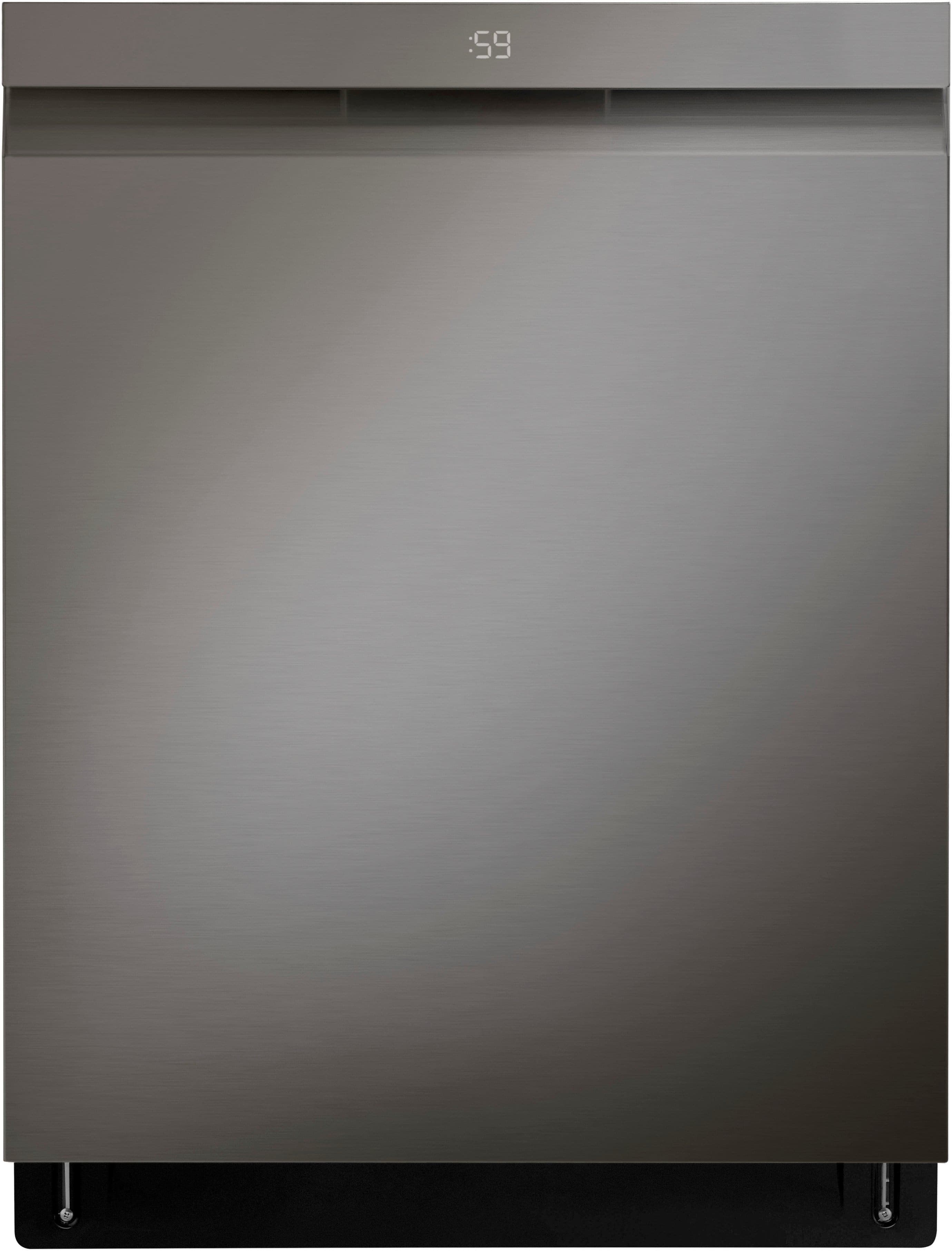 LG - 24" Top Control Smart Built-in Stainless Steel Tub Dishwasher with 3rd Rack, QuadWash Pro and 46dB - Black Stainless Steel