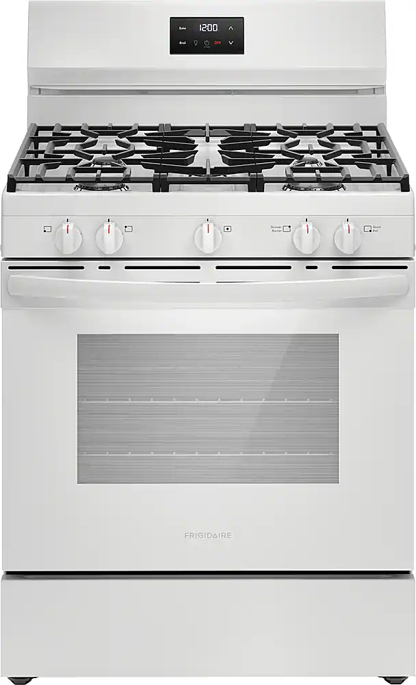 Frigidaire - 30 in. Wide 5 burners 5.1 Cu. Ft. Freestanding Gas Range with Quick Boil Burner - White
