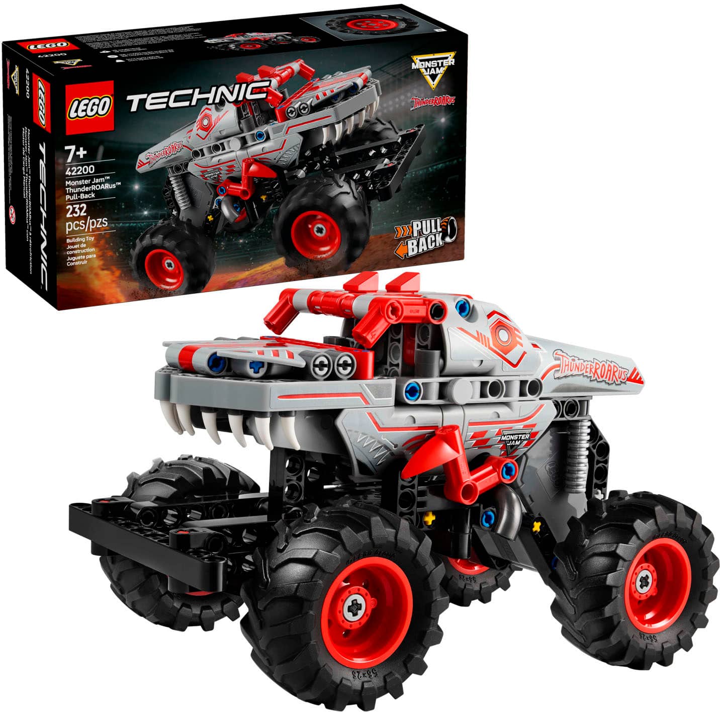 LEGO - Technic Monster Jam ThunderROARus Pull-Back Monster Truck Building Toy 42200