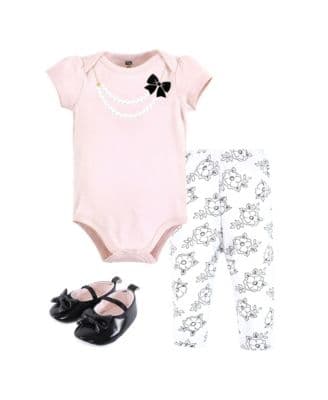 Hudson Baby Baby Girls Cotton Bodysuit Pant Shoe Set