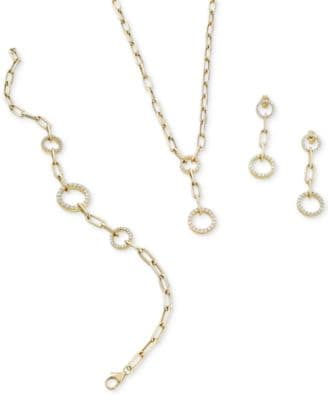 Wrapped In Love Diamond Circle Link Drop Earrings Necklace Bracelet Jewelry Collection In 14k Gold Created For Macys