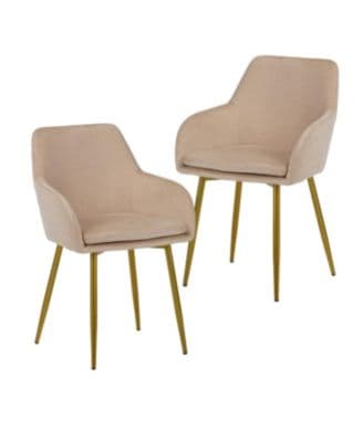 Streamdale Velvet Dining Chair Set (2-Piece) - Beige