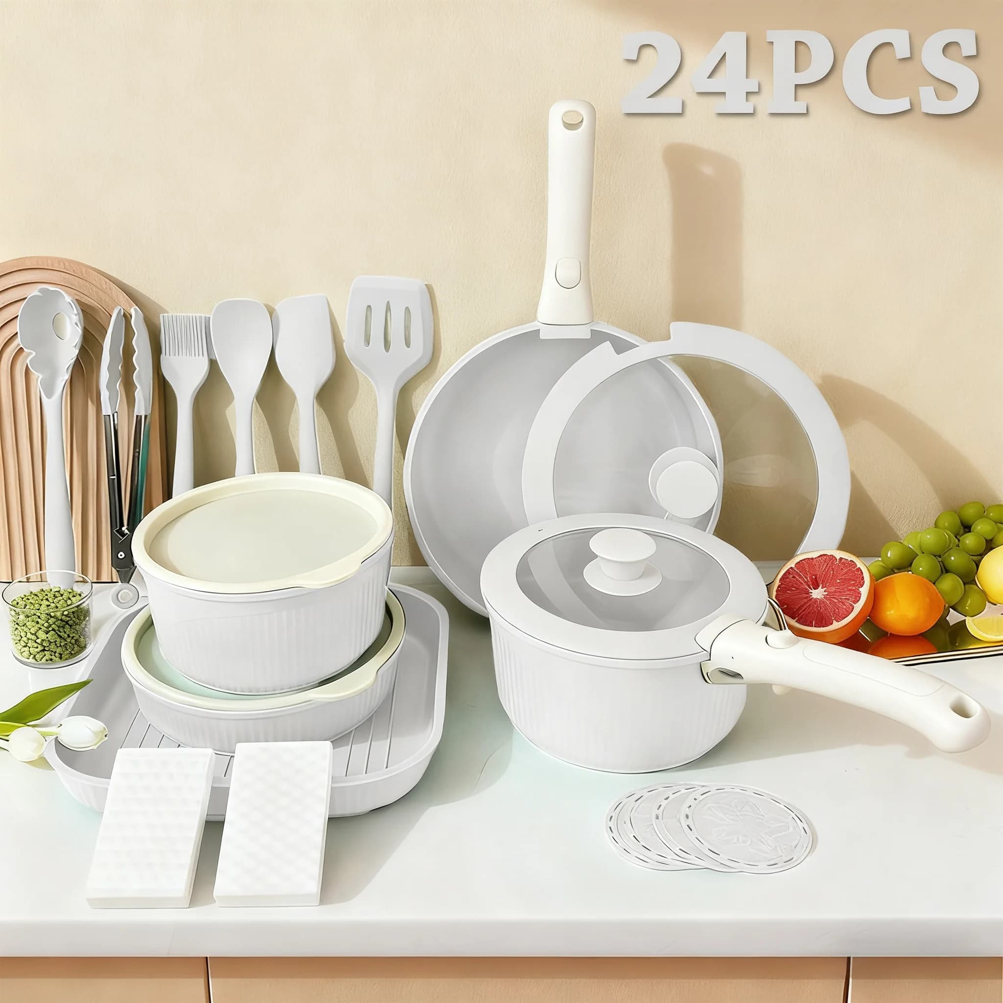 Pots and Pans Set, Nonstick Cookware Set Detachable Handle, Induction Kitchen Cookware Sets, RV Cookware Set, Oven Safe