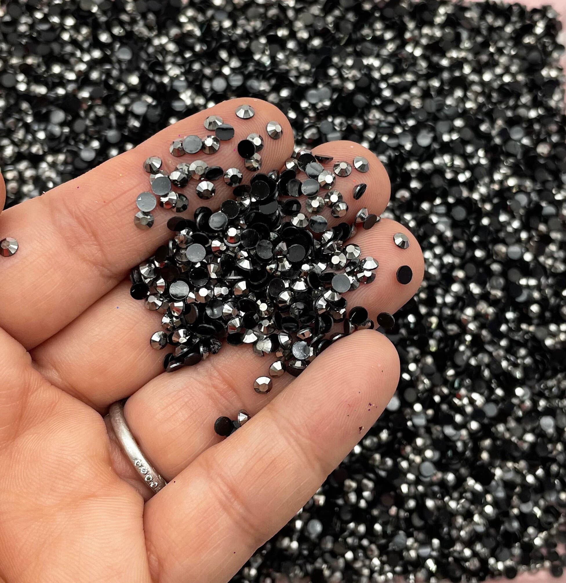 3mm Ab Jelly Flatbacked Round Resin Rhinestones, Gunmetal Silver Flat Backed Acrylic Plastic Cabs, Pick Your Amount Ot19