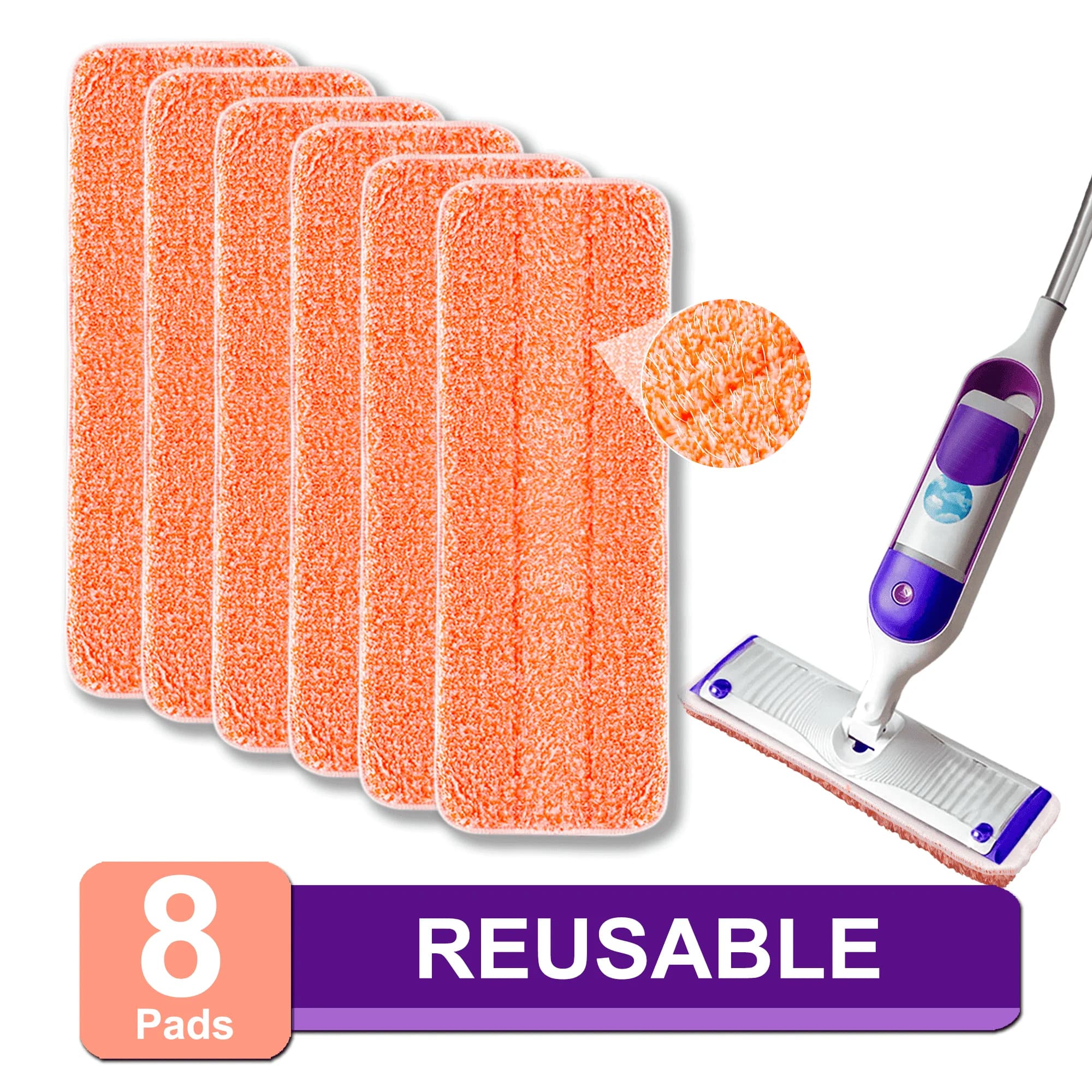 Power Mopping Pads Refills for Powermop Washable Microfiber Mop Pads for Floor Cleaning Wet Dry Use 8 Pack