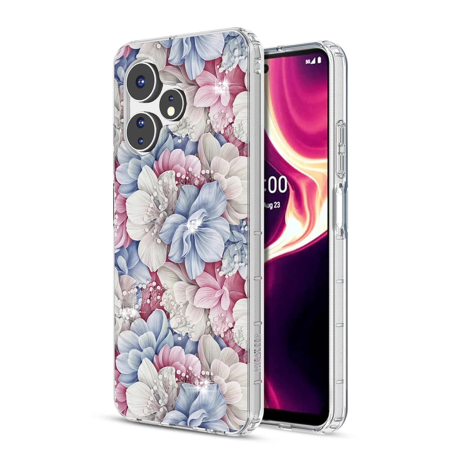 MyBat Pro Mood Series Case (with Diamonds) for Boost Celero 5G Plus (2024) - Floral Gems