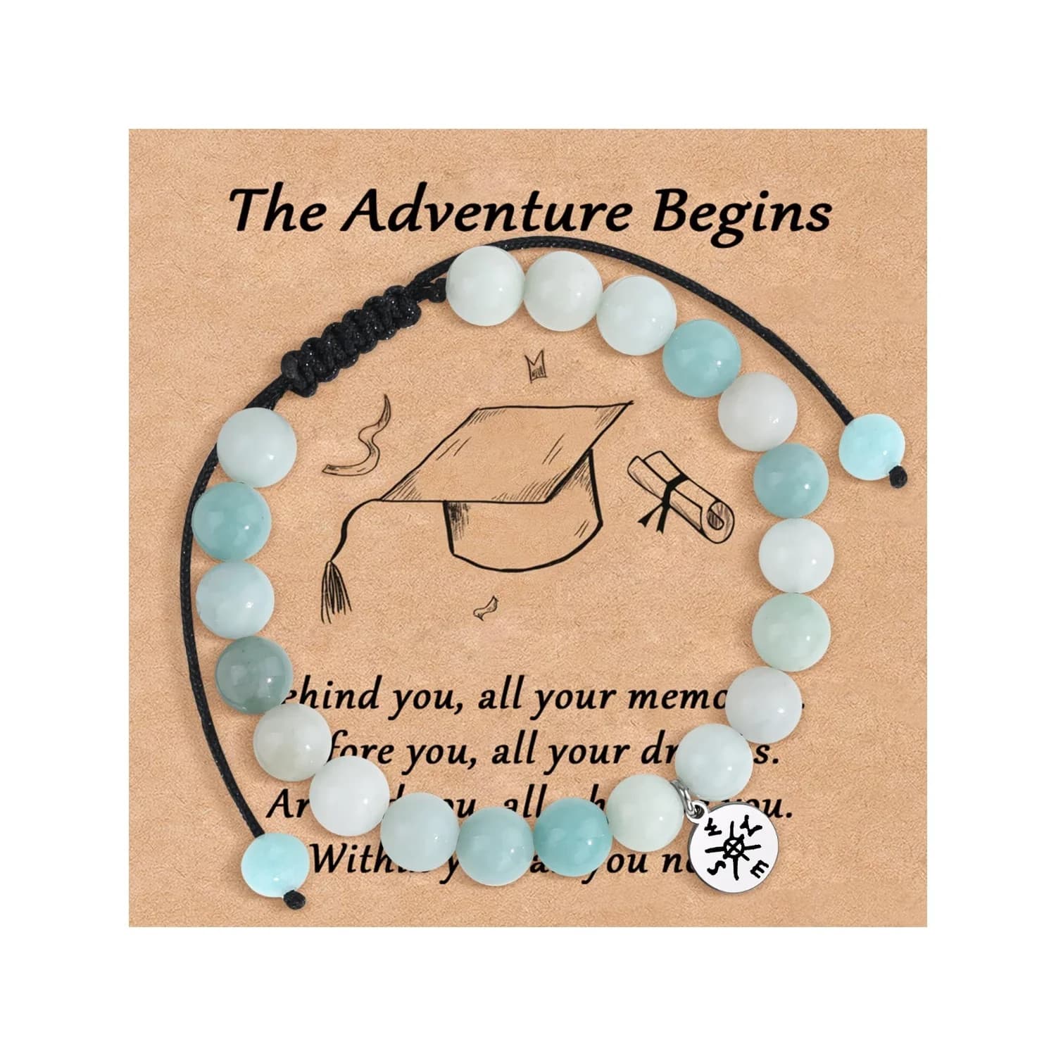 Natural Stone Bracelets - Teacher Appreciation Gifts for Women, Teacher Gifts, Bus Driver Appreciation Gifts, Class of 2026 Graduation Gifts for Him Her