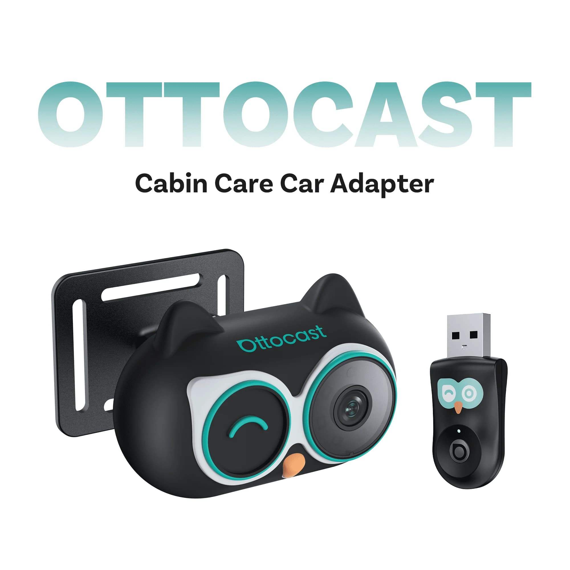 Ottocast Cabin Care Wireless CarPlay Adapter with 1080P Rear Seat Baby Camera and Night Vision, 150° Wide Angle, Real-Time Rear Seat View, Easy Installation