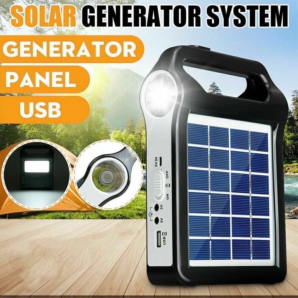 MDHAND Portable Solar Power Station, 6V 2W Power Bank with LED Flashlight for Outdoor Camping Emergency/Hiking