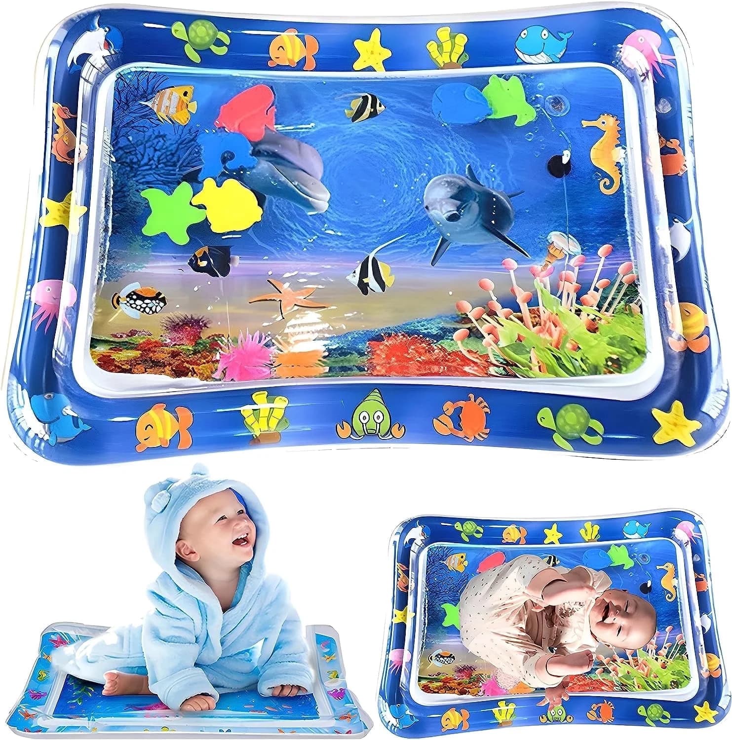 Tummy Time Baby Water Mat, Inflatable Infant Toys Baby Playmat Early Sensory Development BPA-Free