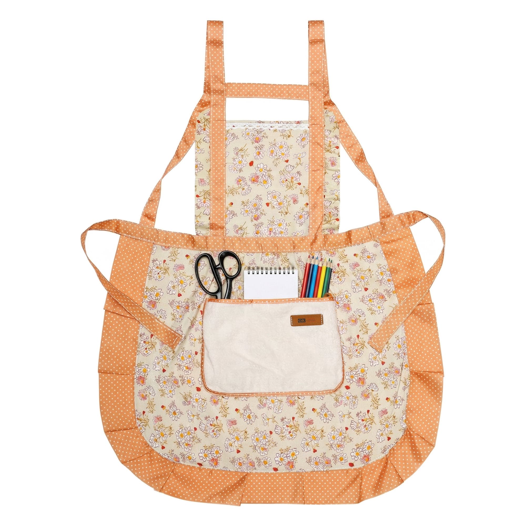 Unique Bargains Durable Floral Kitchen Apron with Pockets and Adjustable Tie Green