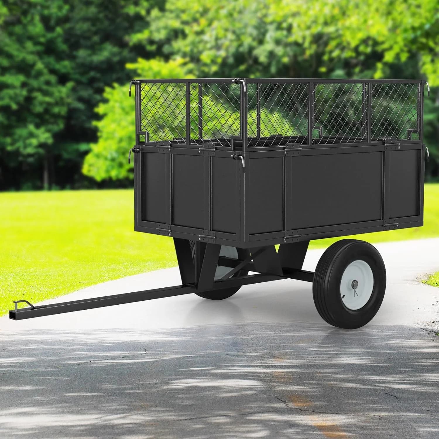 Utility Trailer, Heavy Duty ATV Trailer, 750lbs 17 Cubic Feet Lawn Mower Trailer, Yard Garden Trailer with Removable Sides, ATV Dump Trailers Pull Behind for Lawn Mower Tractor