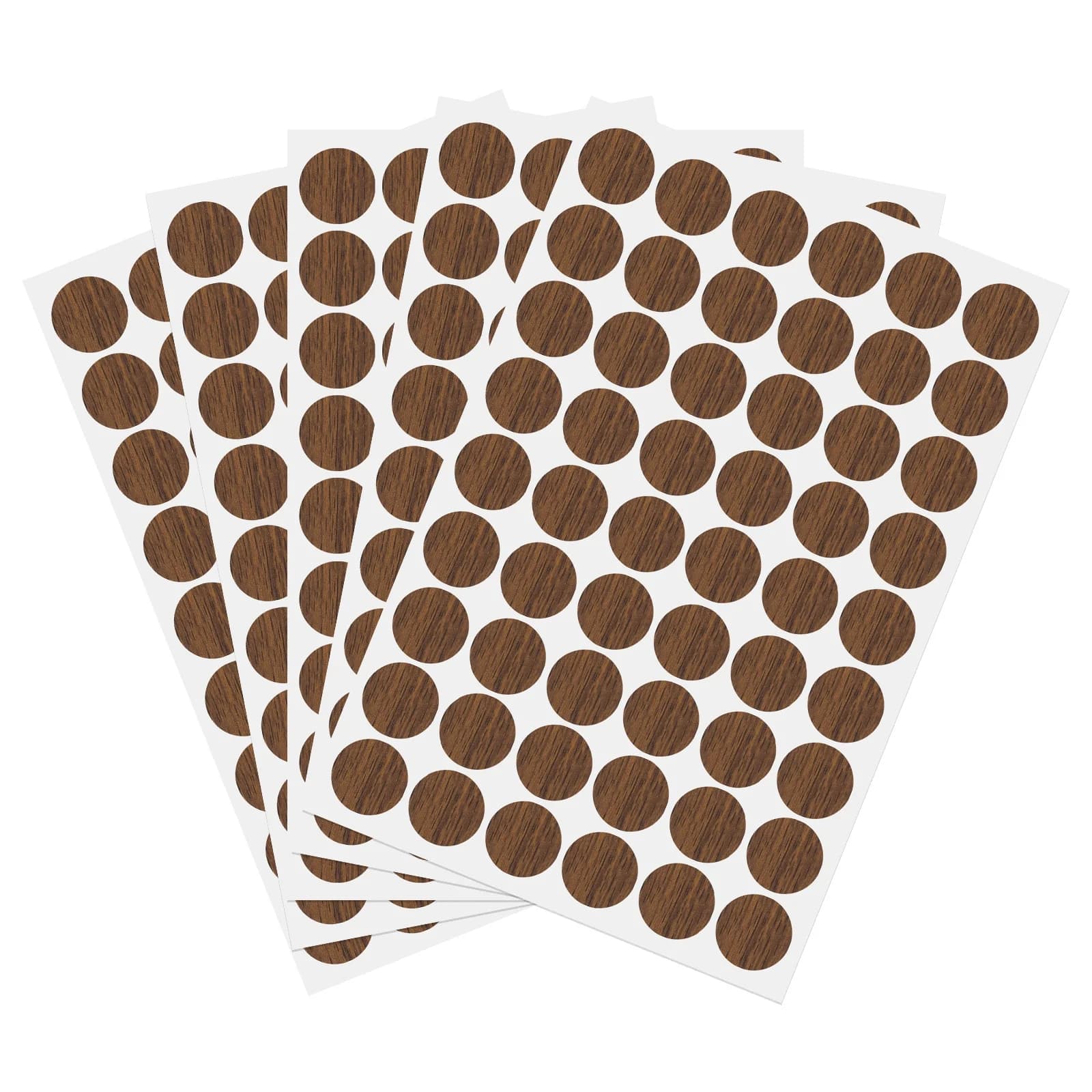 Uxcell 270 Pieces Screw Hole Stickers, 5 Sheet Self-Adhesive Waterproof Wood Grain Sticker for Screw Holes Wall Cabinets Desk Repairing, Light Walnut, 21mm/0.83 Inch