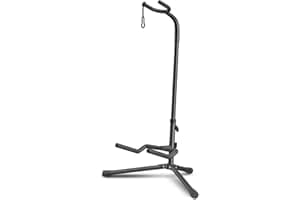 GLEAM Guitar Stand - Adjustable Fit Electric, Classical Guitars and Bass, Load Capacity 20LB, Accessories, Folding Type Black