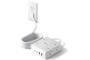 10Ft Extension Cord with Multiple Outlets, Flat Plug Surge Protector Power Strip 10 Ft Long Cord, 8 Outlets & 4 USB Ports (2